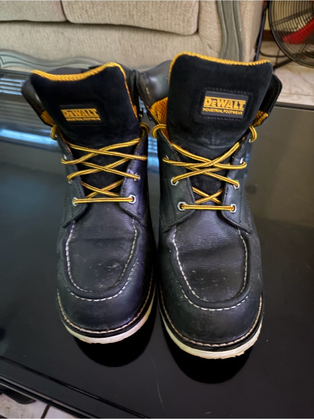 Dewalt Flex Moc Full Grain Leather Soft Toe Black Work Boots Men's Size 10